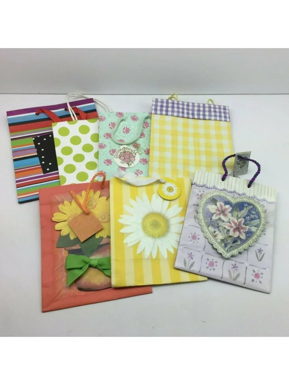 Gift Bag Present Wrapping Lot All Occasion Stripes Polka Dot Thanks Flowers